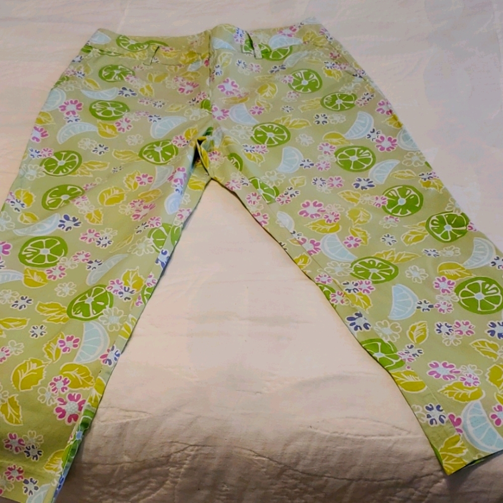 Lilly Pulitzer Cropped Pants sz 8 Chinos  art to wear Festival Whimsy artsy